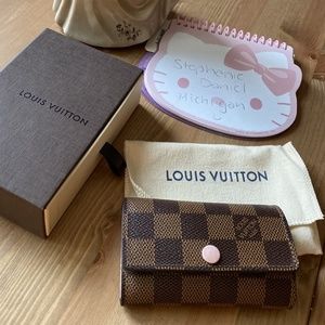 Damier Ebene 6-Key Holder w/Rose Ballerine Detail